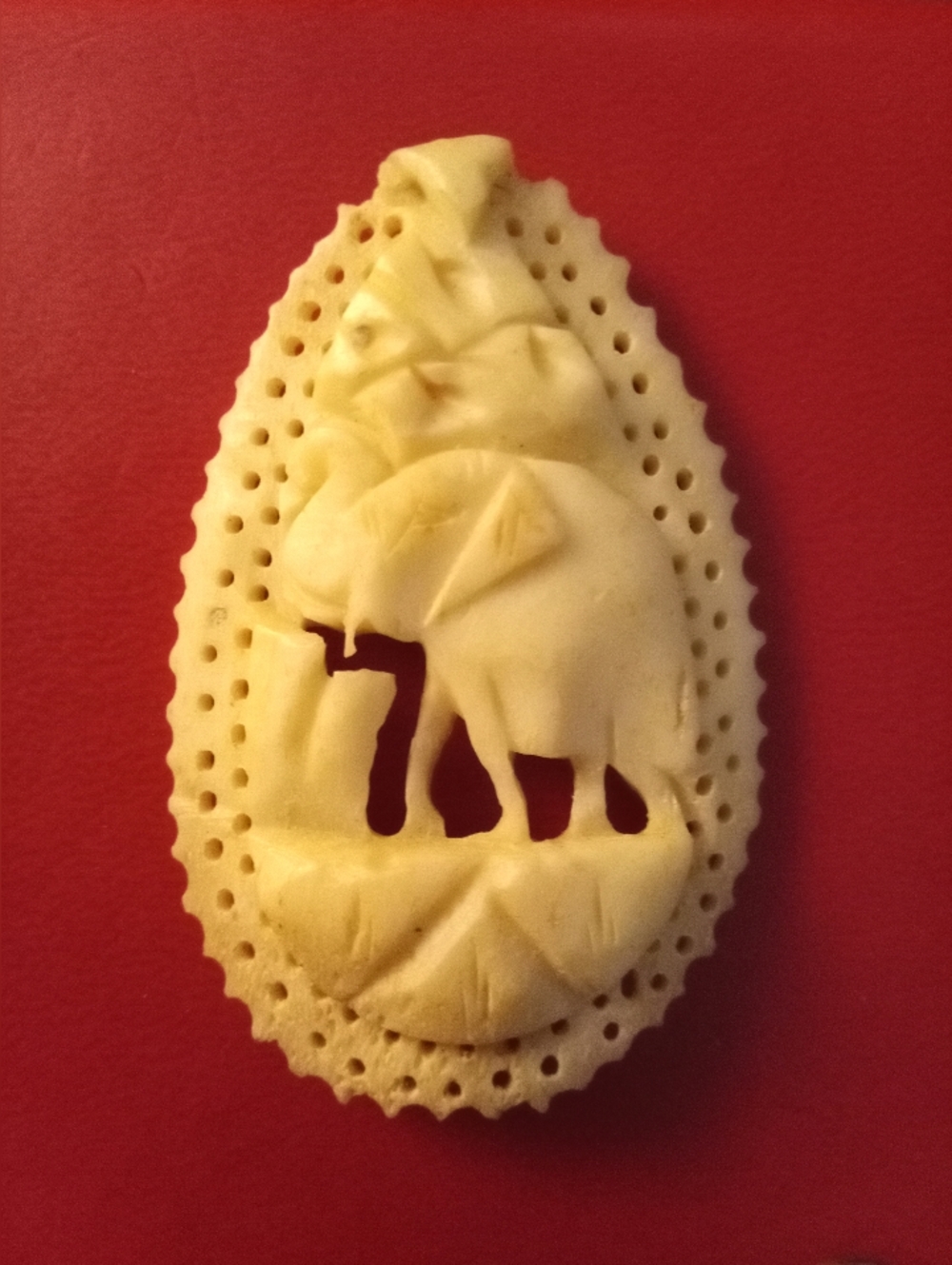 Vintage Bone Carved Elephant Pendant